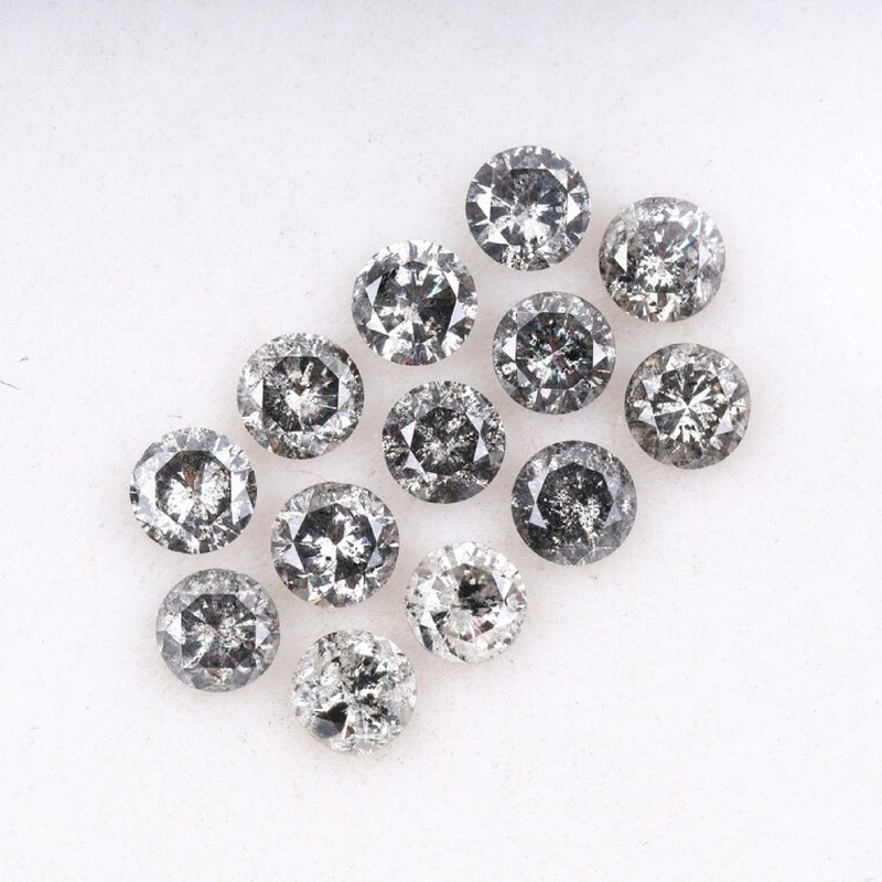 3.6 To 4.0 MM - Salt And Pepper Round Brilliant Cut Diamond - Minimal Carbon