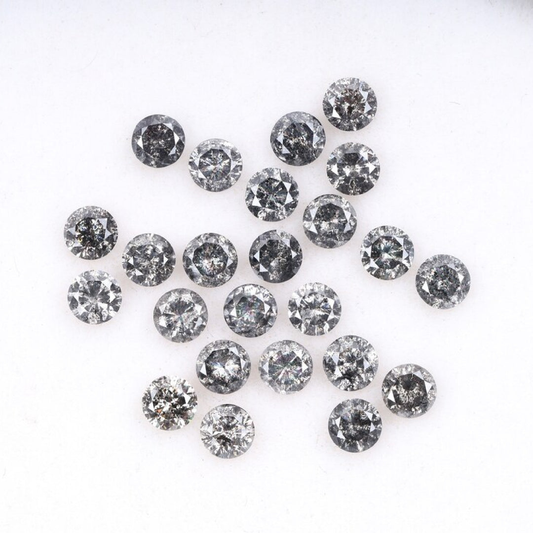1.6 To 2.0 MM - Salt And Pepper Round Brilliant Cut Diamond - Minimal Carbon