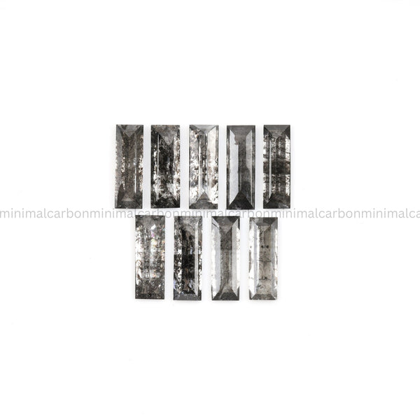 1.82 CT, 6.0 X 2.0 MM Salt And Pepper Baguette Cut Diamond