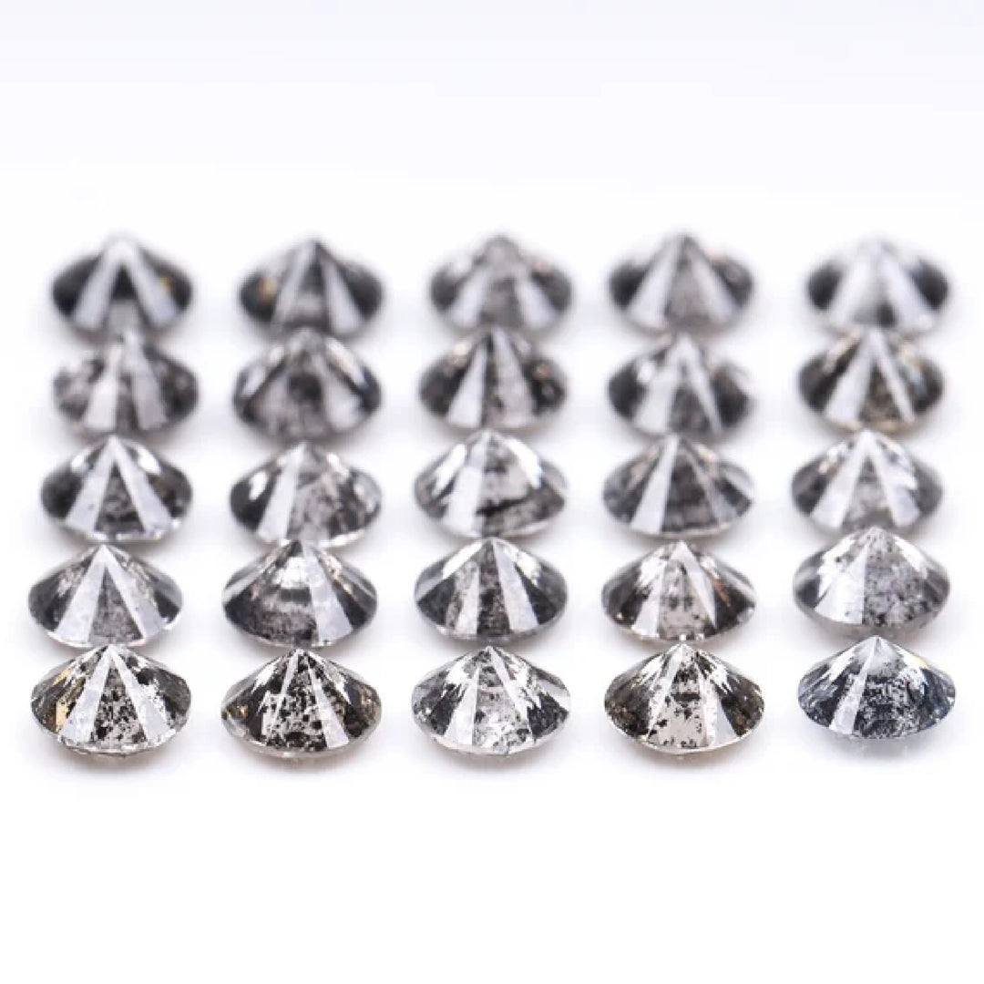 2.1 To 2.5 MM - Salt And Pepper Round Brilliant Cut Diamond - Minimal Carbon