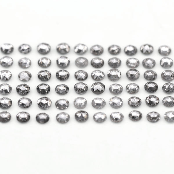 1 CT - 2.0 MM - Salt And Pepper Round Rose Cut Diamond - Minimal Carbon