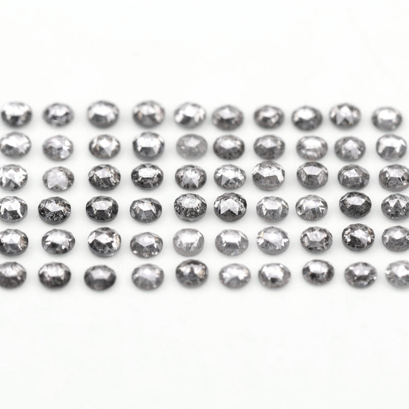 1 CT - 2.0 MM - Salt And Pepper Round Rose Cut Diamond - Minimal Carbon