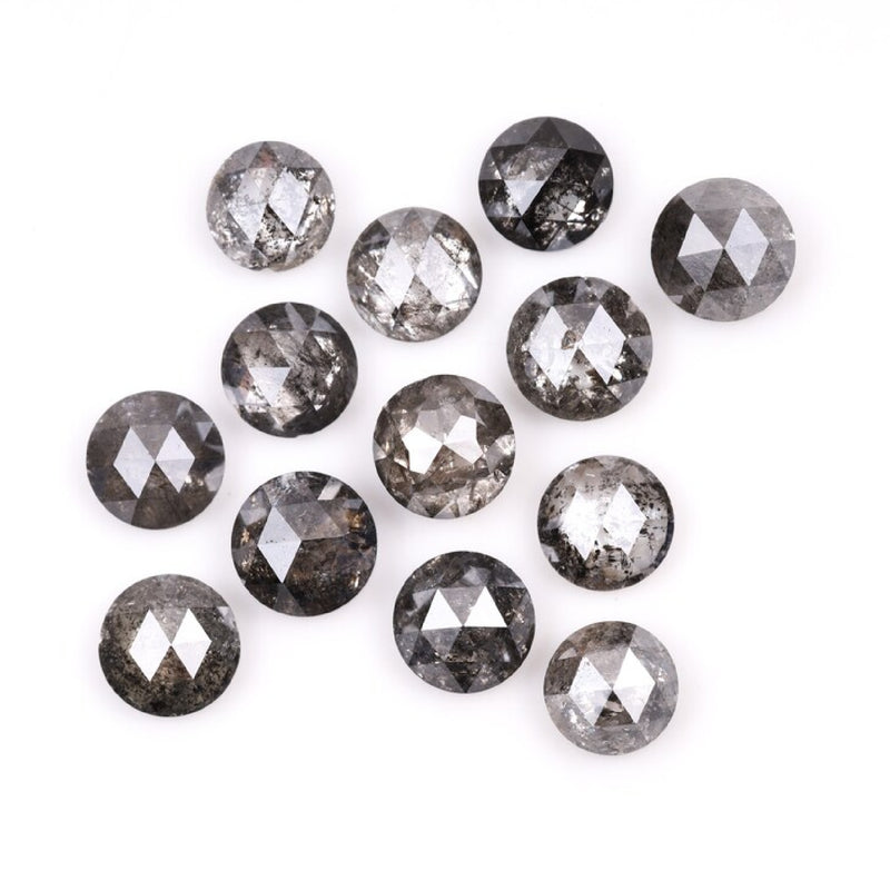 1 CT - 4.0 MM - Salt And Pepper Round Rose Cut Diamond - Minimal Carbon