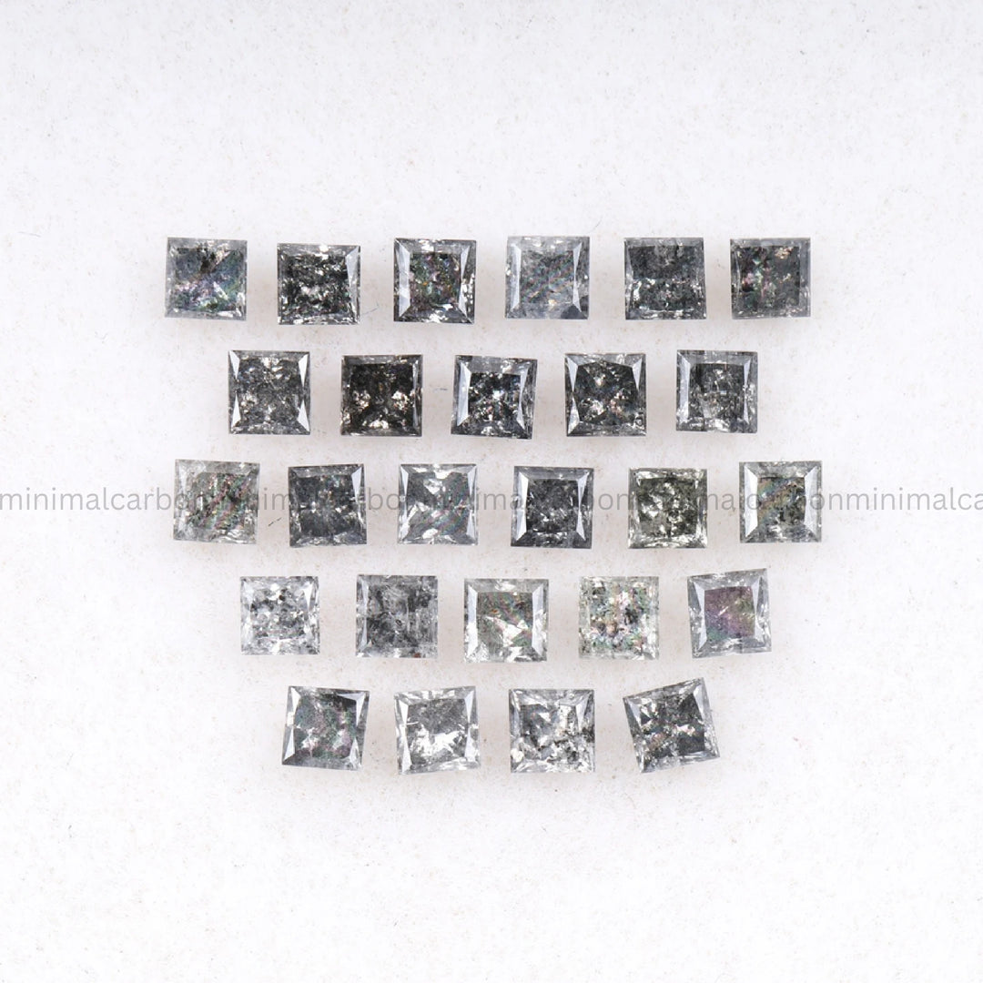 Salt And Pepper Princess Cut Diamond