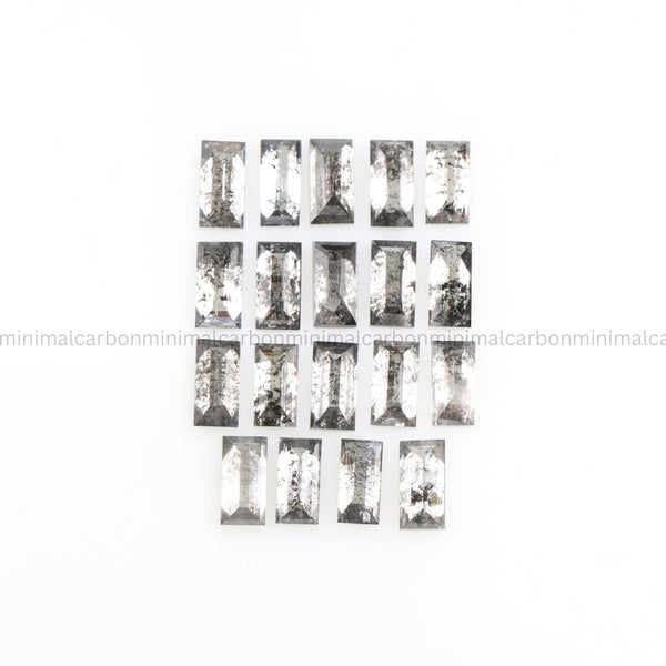0.98 CT, 3.0 X 1.5 MM Salt And Pepper Baguette Cut Diamond