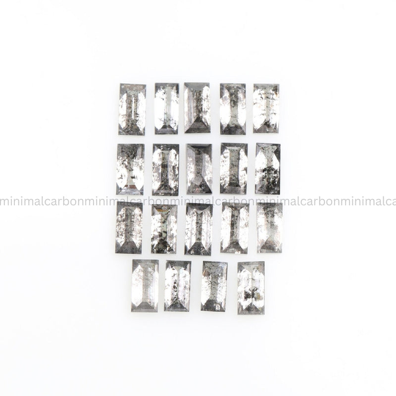 0.98 CT, 3.0 X 1.5 MM Salt And Pepper Baguette Cut Diamond
