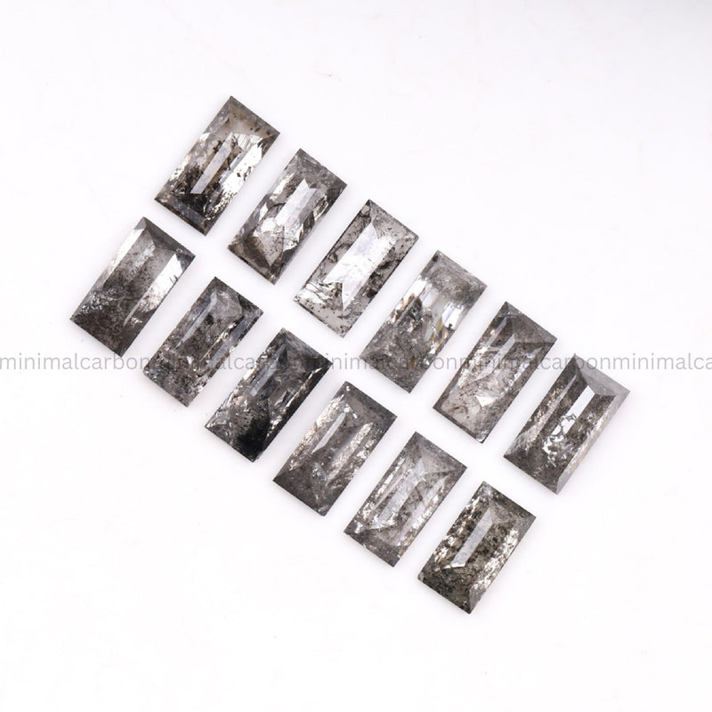 1.32 CT, 4.0 X 2.0 MM, Salt And Pepper Baguette Cut Diamond