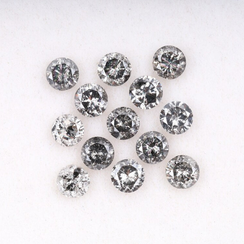 3.6 To 4.0 MM - Salt And Pepper Round Brilliant Cut Diamond - Minimal Carbon