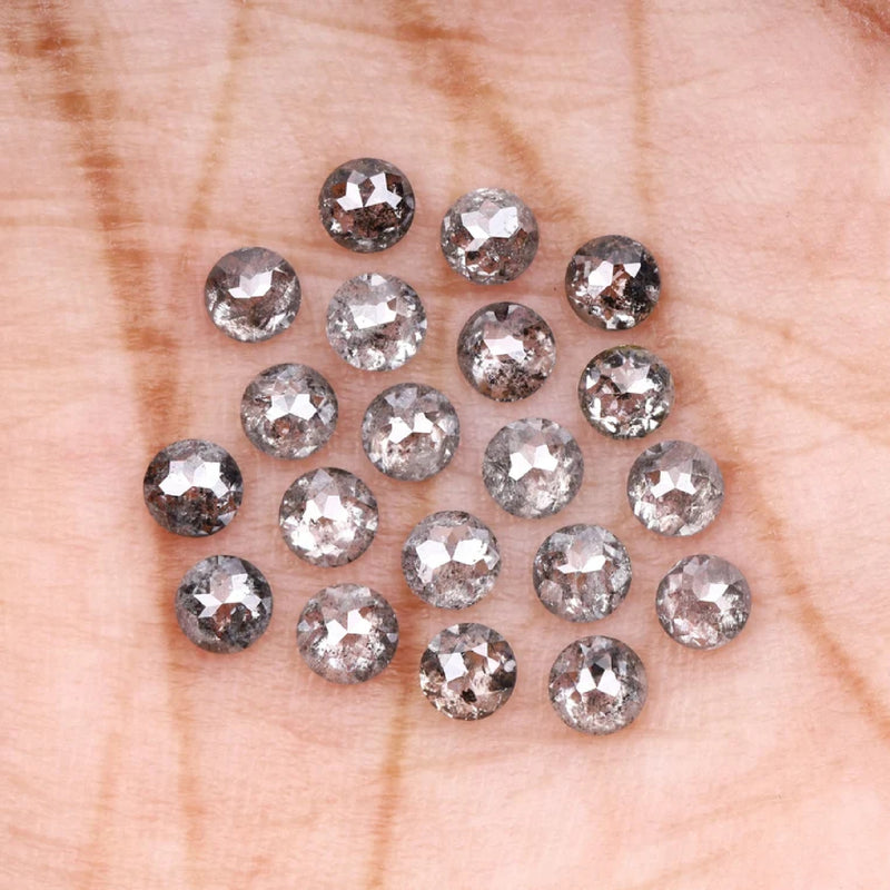 1 CT - 3.5 MM - Salt And Pepper Tambuli cut Round Rose Cut Diamond