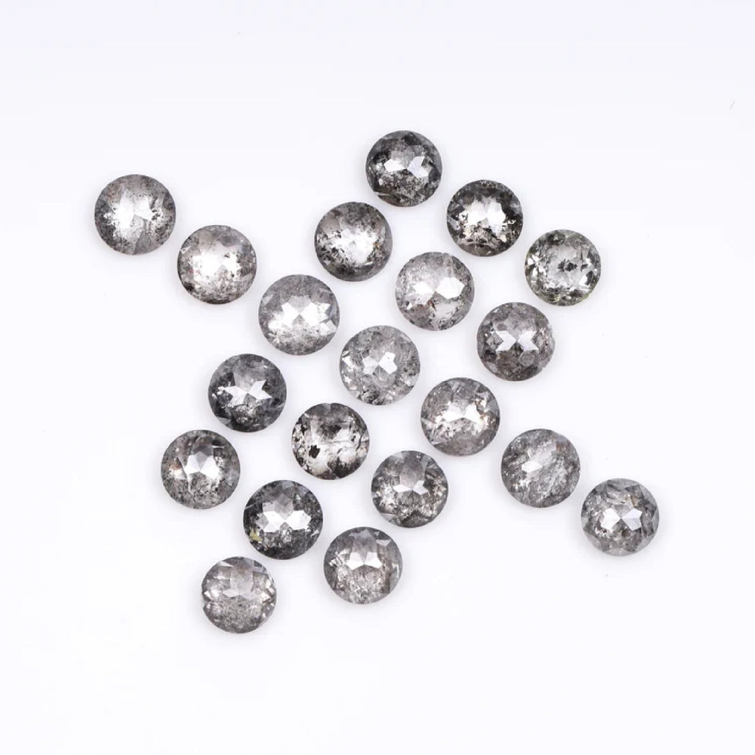 1 CT - 3.5 MM - Salt And Pepper Tambuli cut Round Rose Cut Diamond