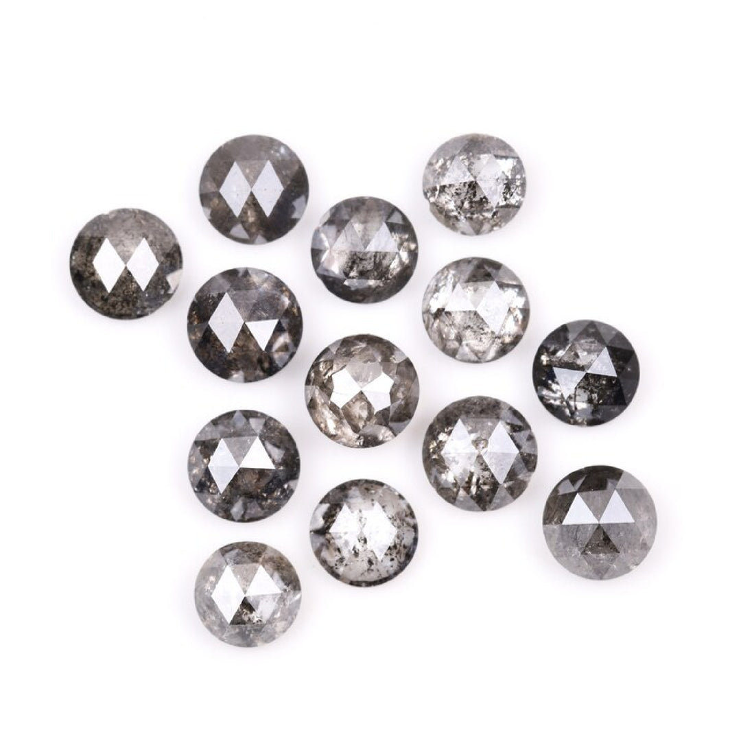 1 CT - 4.0 MM - Salt And Pepper Round Rose Cut Diamond - Minimal Carbon