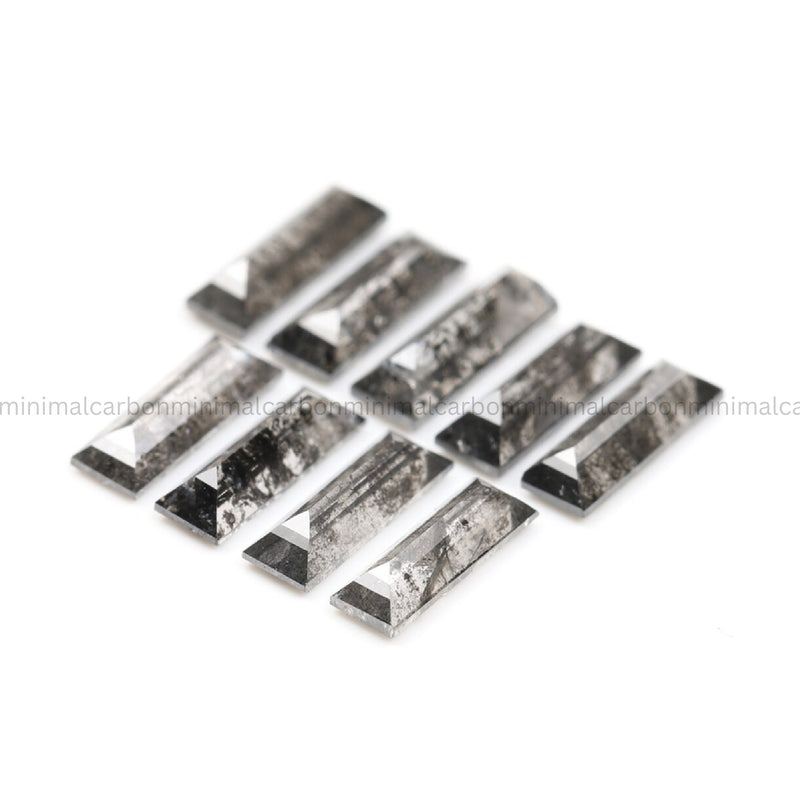 1.82 CT, 6.0 X 2.0 MM Salt And Pepper Baguette Cut Diamond