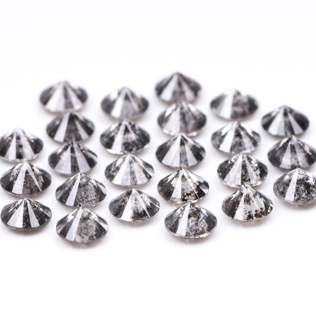1.6 To 2.0 MM - Salt And Pepper Round Brilliant Cut Diamond - Minimal Carbon
