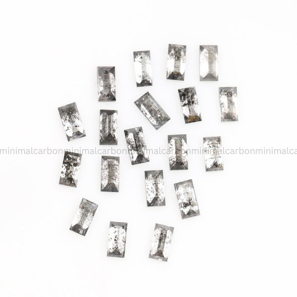 0.98 CT, 3.0 X 1.5 MM Salt And Pepper Baguette Cut Diamond