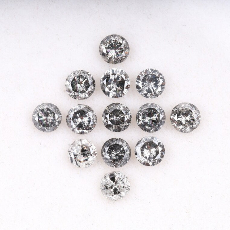 3.6 To 4.0 MM - Salt And Pepper Round Brilliant Cut Diamond - Minimal Carbon