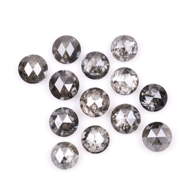 1 CT - 4.0 MM - Salt And Pepper Round Rose Cut Diamond - Minimal Carbon