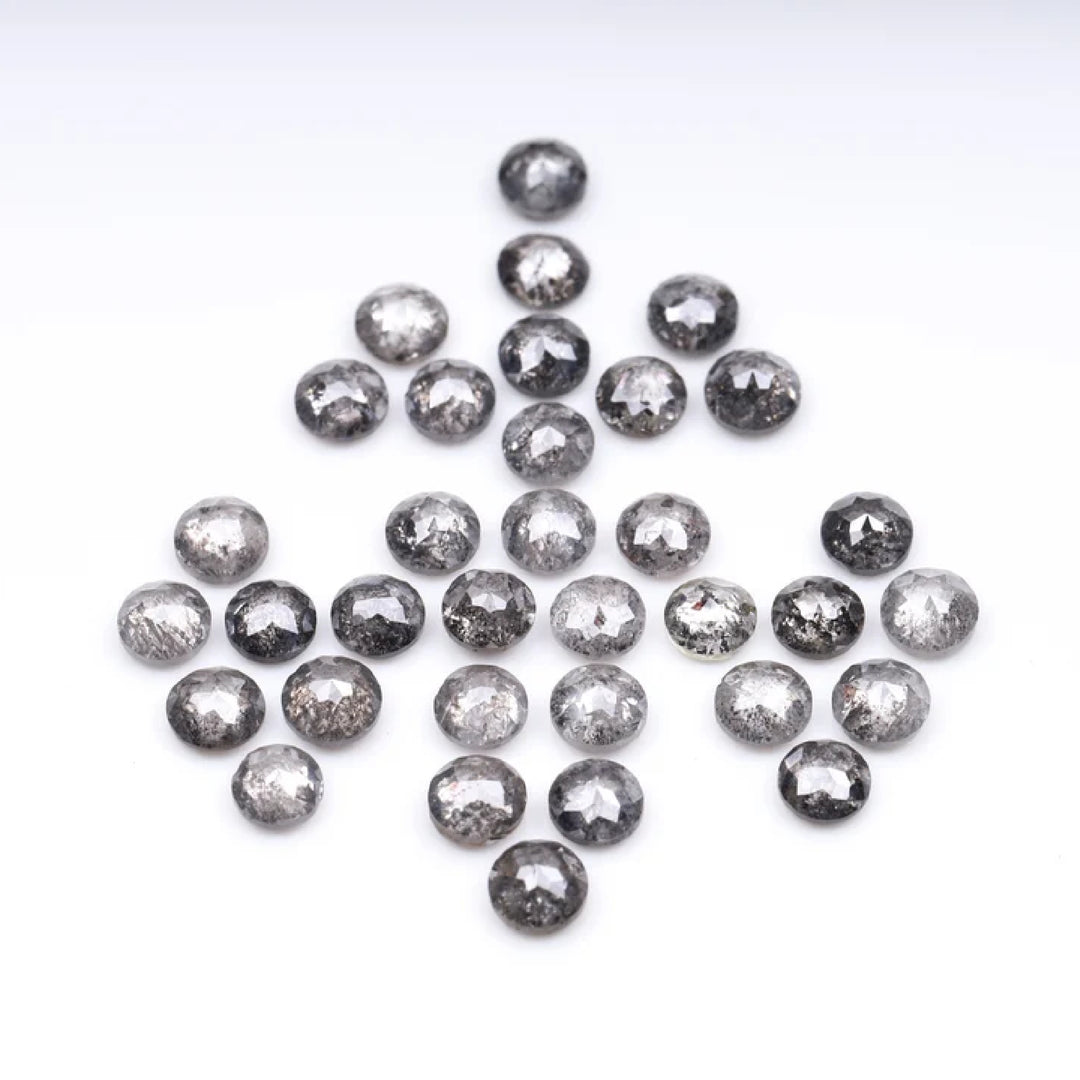 1 CT - 1.5 MM - Salt And Pepper Tambuli cut Round Rose Cut Diamond