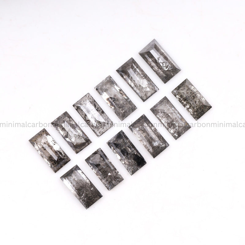 1.32 CT, 4.0 X 2.0 MM, Salt And Pepper Baguette Cut Diamond
