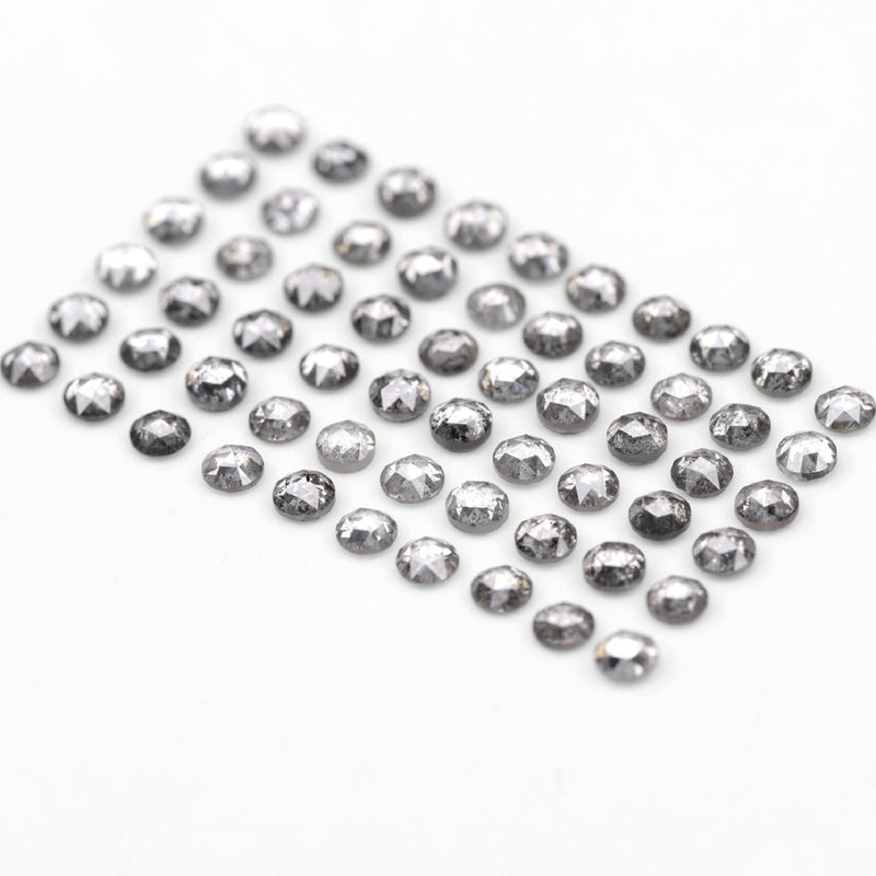 1 CT - 2.0 MM - Salt And Pepper Round Rose Cut Diamond - Minimal Carbon