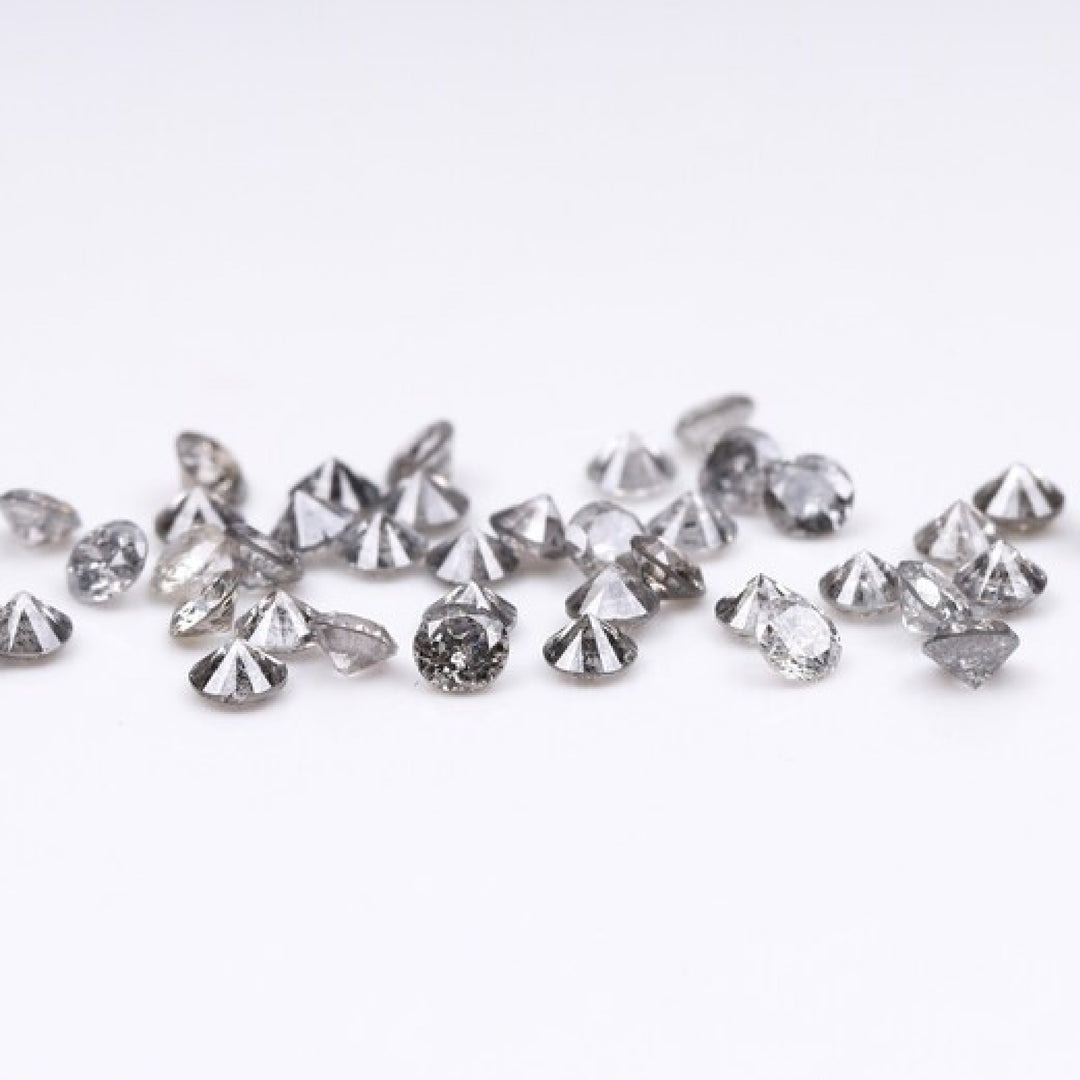 1.1 To 1.5 MM - Salt And Pepper Round Brilliant Cut Diamond - Minimal Carbon