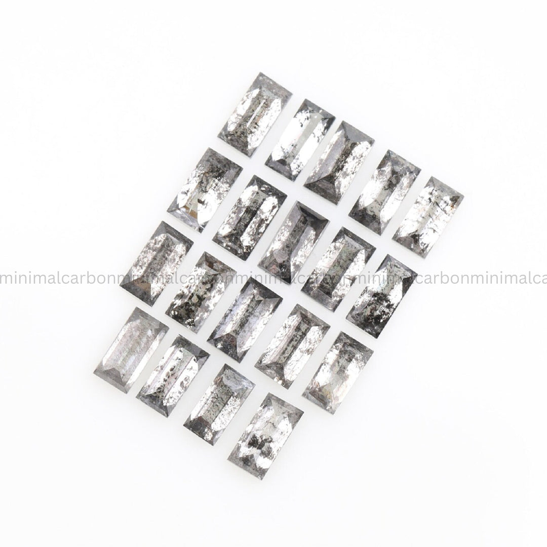 0.98 CT, 3.0 X 1.5 MM Salt And Pepper Baguette Cut Diamond