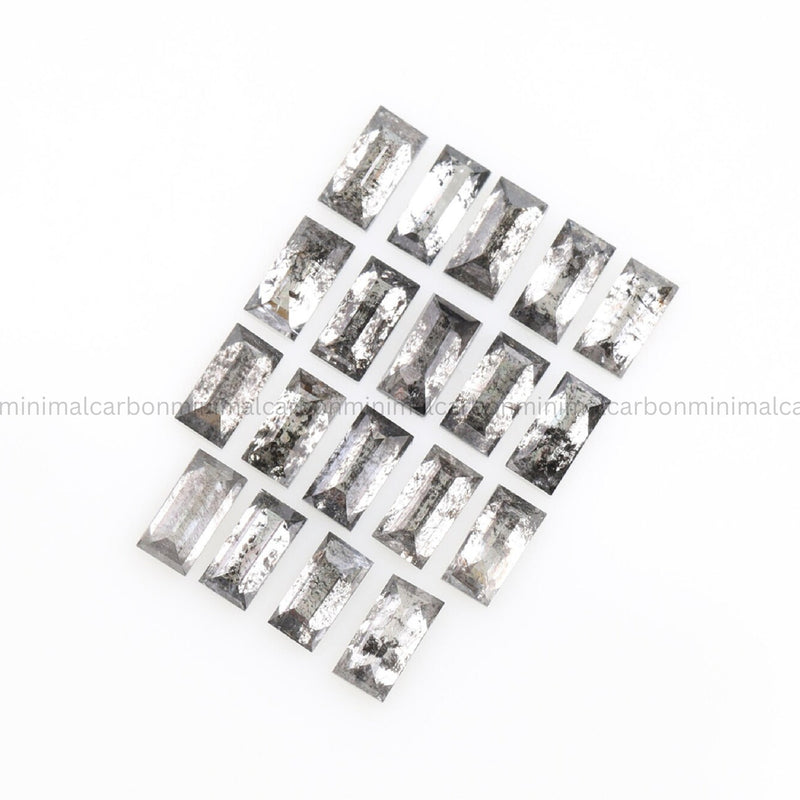 0.98 CT, 3.0 X 1.5 MM Salt And Pepper Baguette Cut Diamond