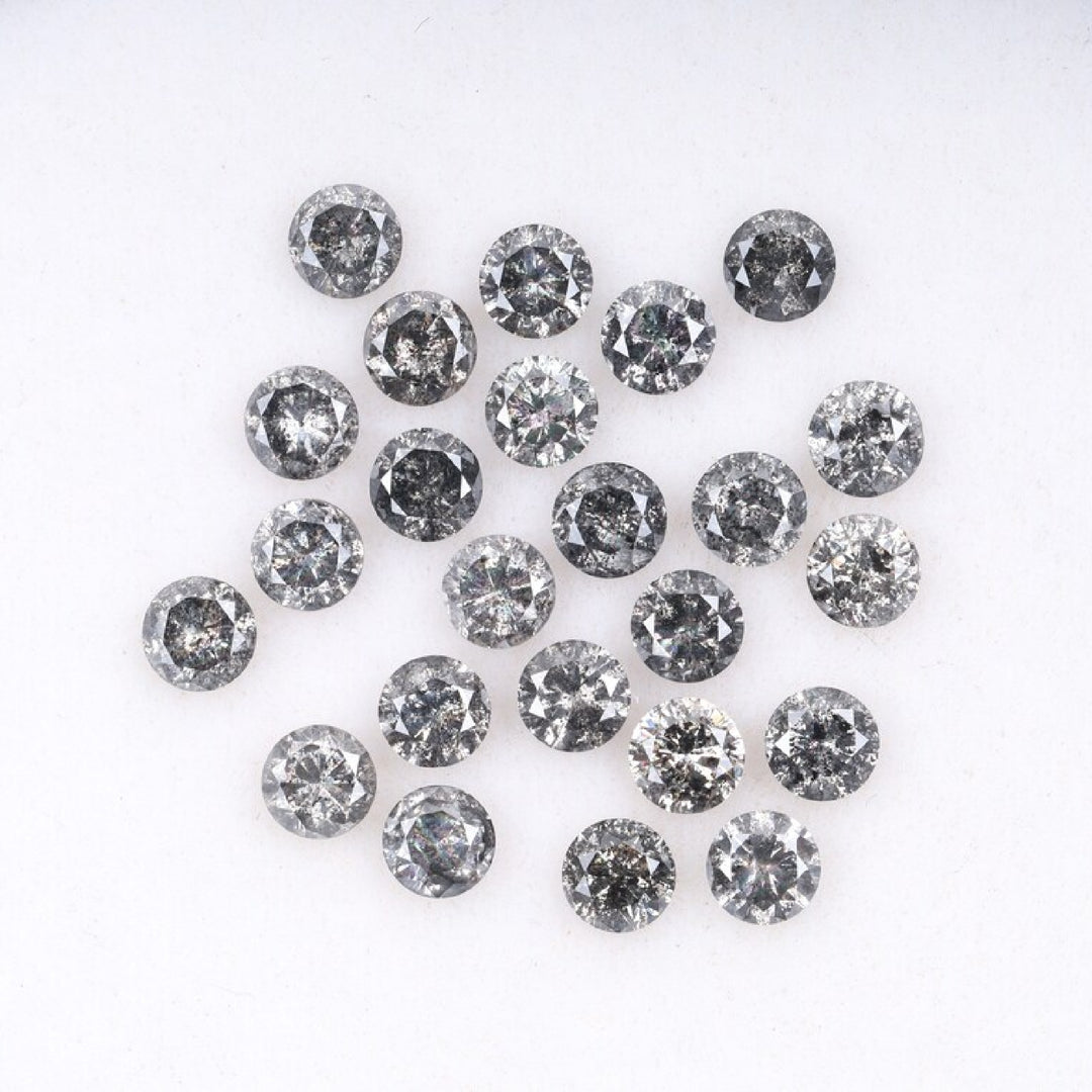 1.6 To 2.0 MM - Salt And Pepper Round Brilliant Cut Diamond - Minimal Carbon