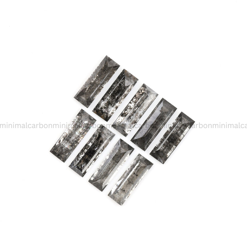 1.82 CT, 6.0 X 2.0 MM Salt And Pepper Baguette Cut Diamond