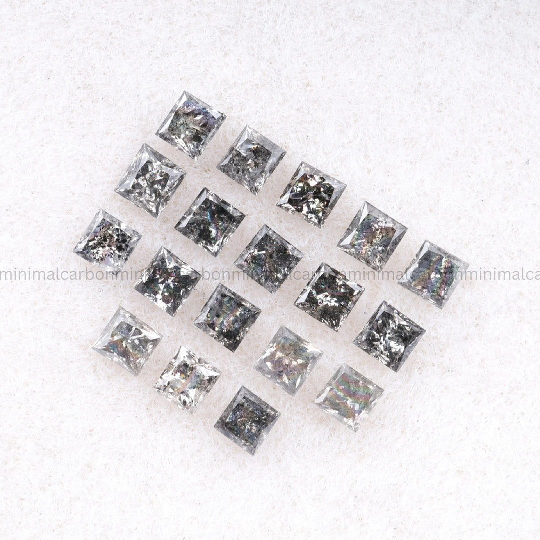 Salt And Pepper Princess Cut Diamond