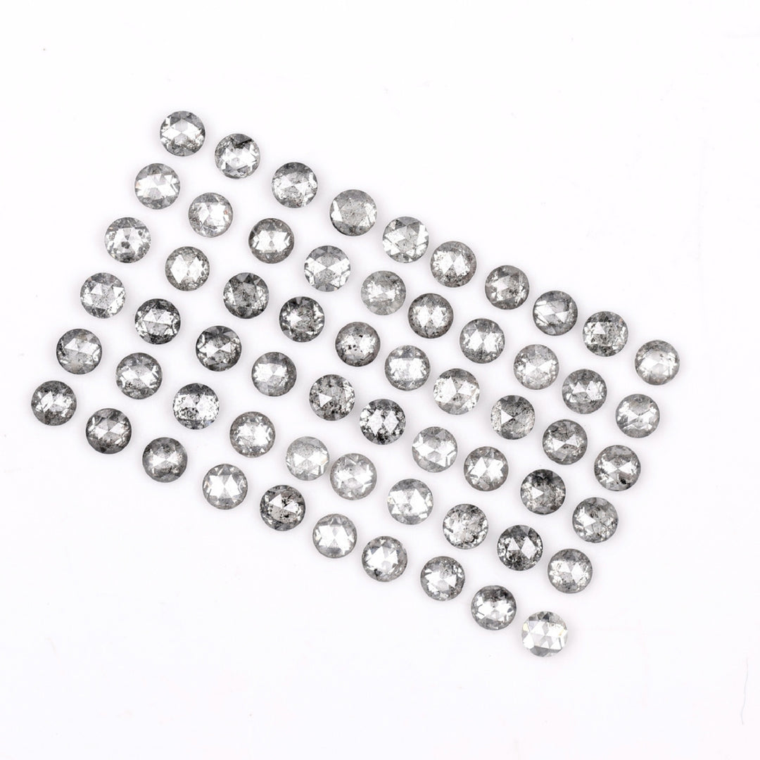 1 CT - 2.0 MM - Salt And Pepper Round Rose Cut Diamond - Minimal Carbon