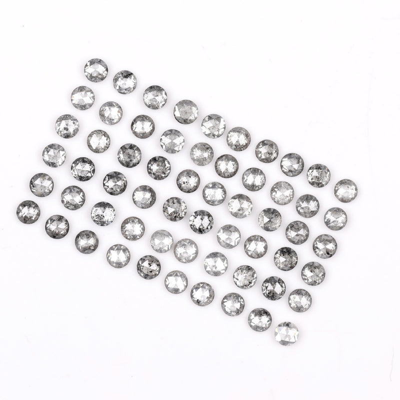 1 CT - 2.0 MM - Salt And Pepper Round Rose Cut Diamond - Minimal Carbon