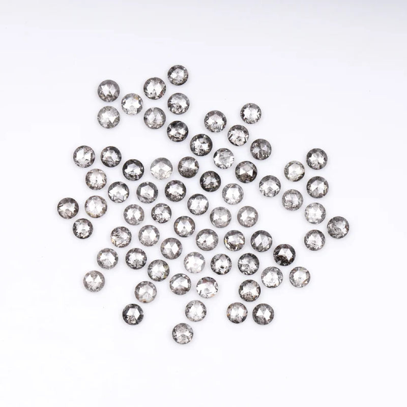 1 CT - 1.5 MM - Salt And Pepper Round Rose Cut Diamond - Minimal Carbon