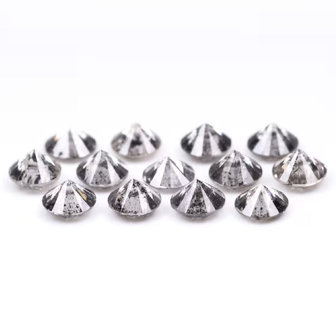 3.6 To 4.0 MM - Salt And Pepper Round Brilliant Cut Diamond - Minimal Carbon