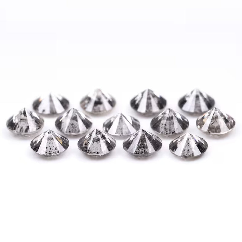 3.6 To 4.0 MM - Salt And Pepper Round Brilliant Cut Diamond - Minimal Carbon