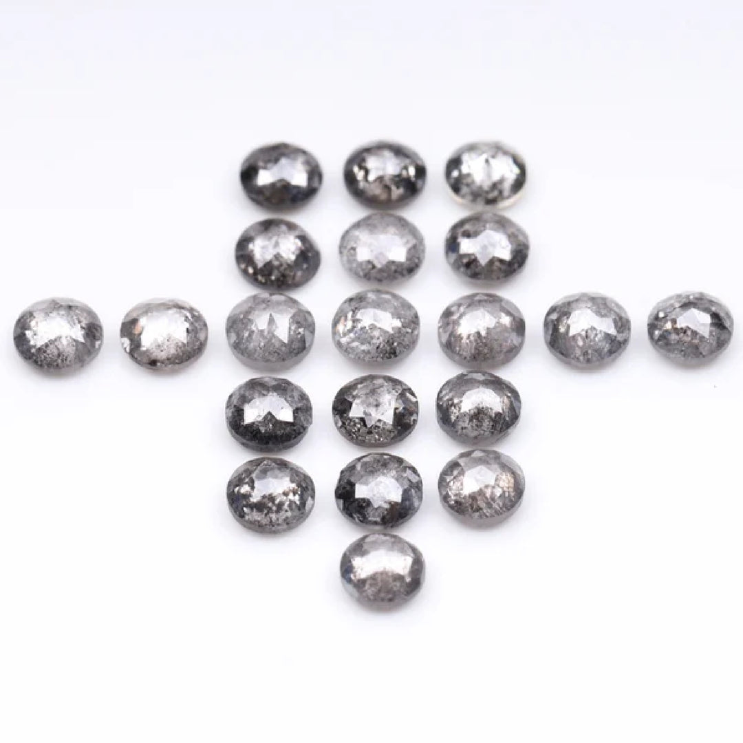 1 CT - 3.5 MM - Salt And Pepper Tambuli cut Round Rose Cut Diamond