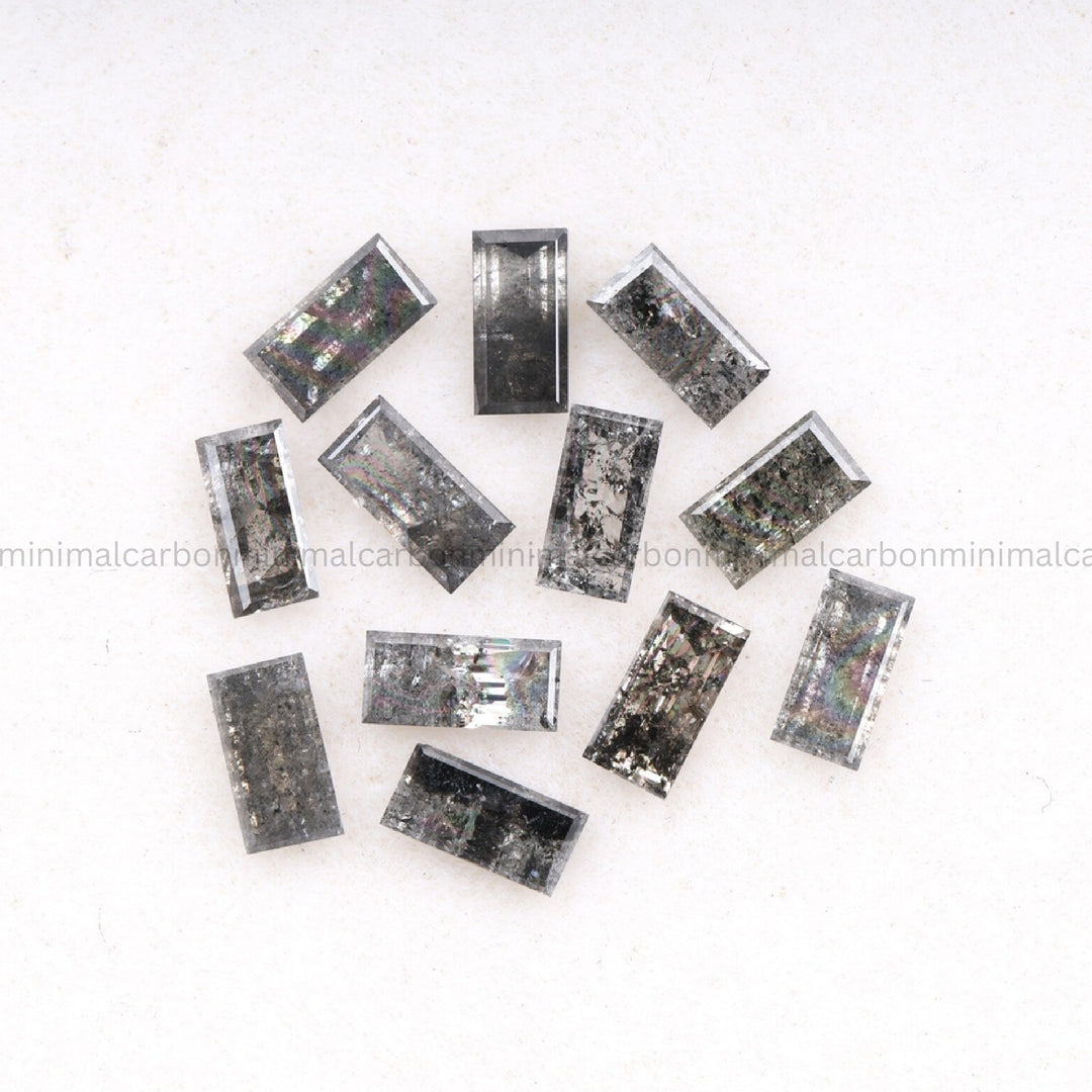 1.32 CT, 4.0 X 2.0 MM, Salt And Pepper Baguette Cut Diamond