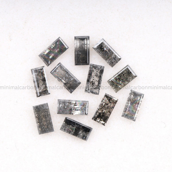 1.32 CT, 4.0 X 2.0 MM, Salt And Pepper Baguette Cut Diamond