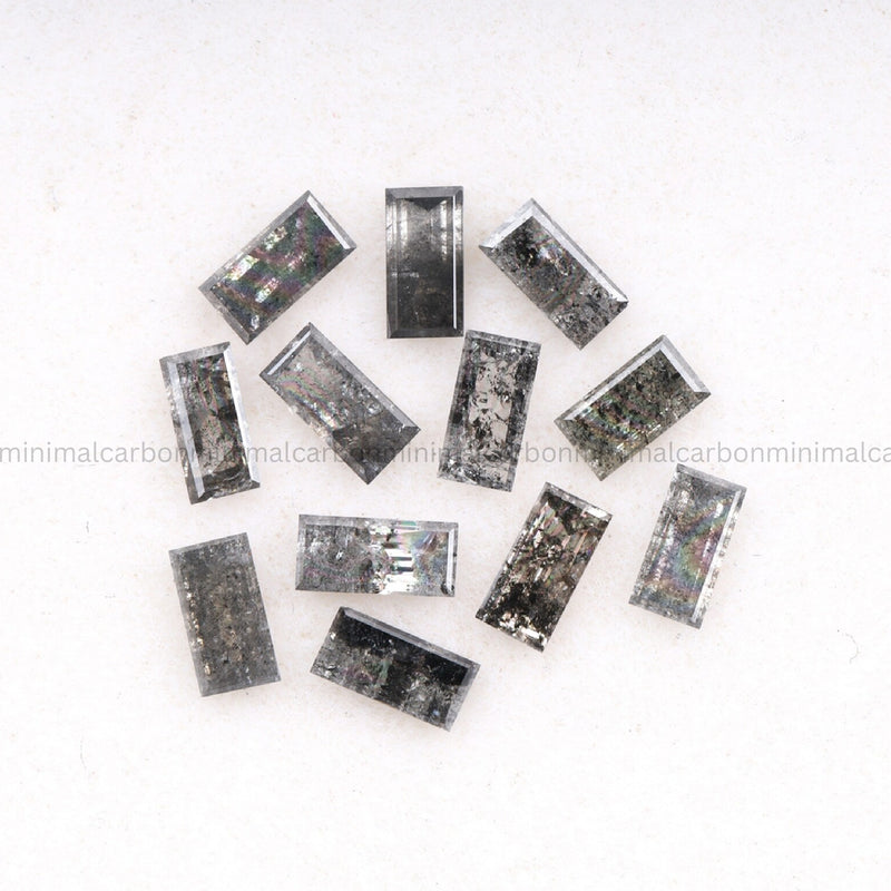 1.32 CT, 4.0 X 2.0 MM, Salt And Pepper Baguette Cut Diamond