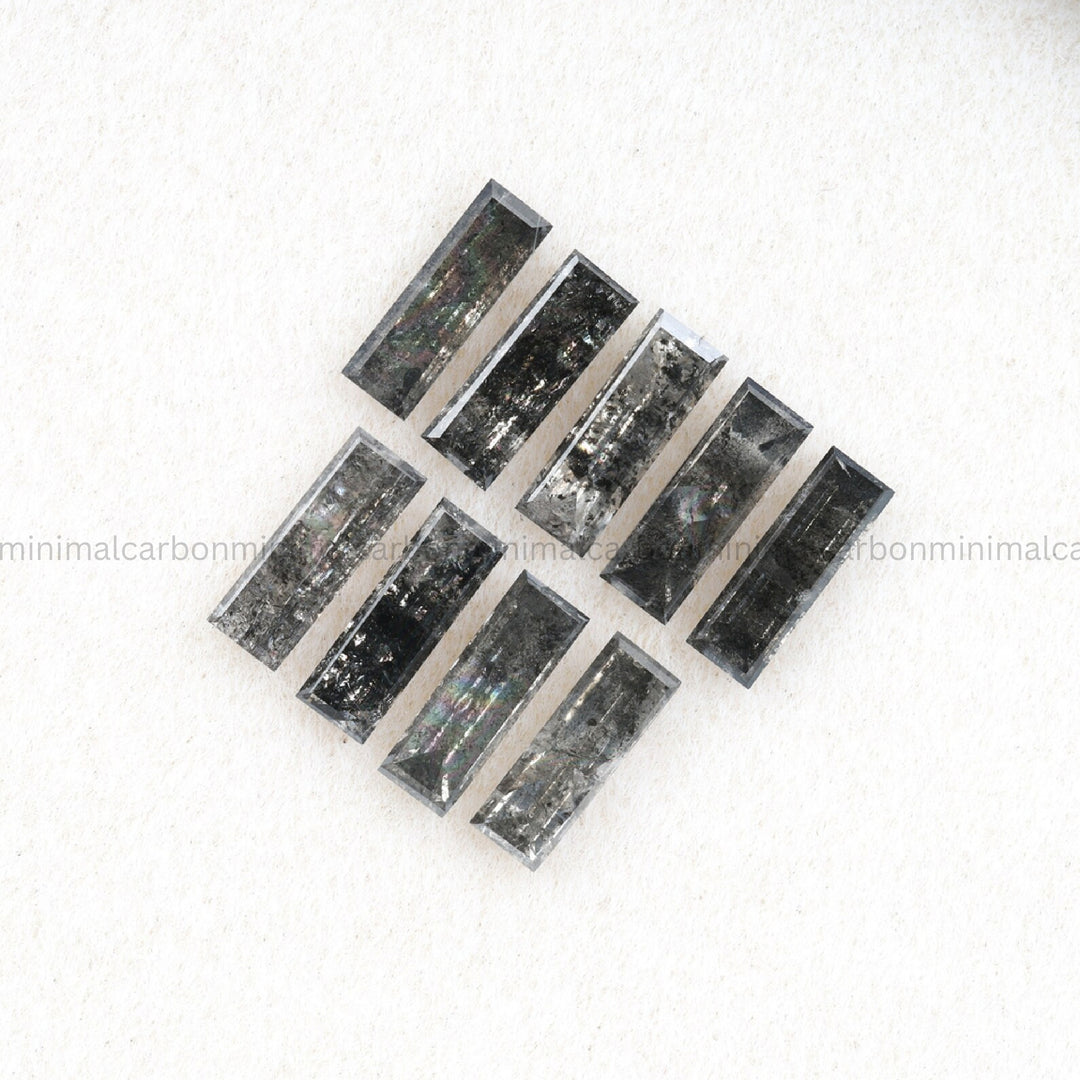 1.82 CT, 6.0 X 2.0 MM Salt And Pepper Baguette Cut Diamond