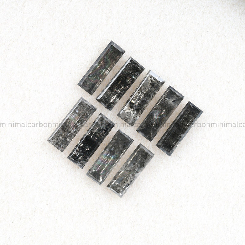 1.82 CT, 6.0 X 2.0 MM Salt And Pepper Baguette Cut Diamond