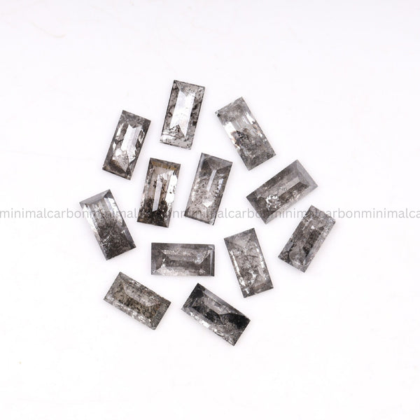 1.32 CT, 4.0 X 2.0 MM, Salt And Pepper Baguette Cut Diamond