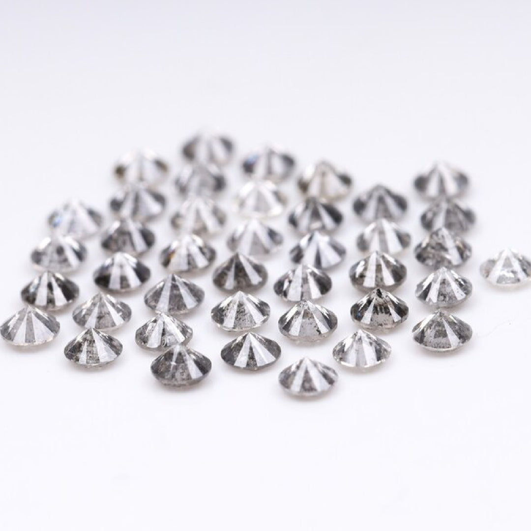1.1 To 1.5 MM - Salt And Pepper Round Brilliant Cut Diamond - Minimal Carbon