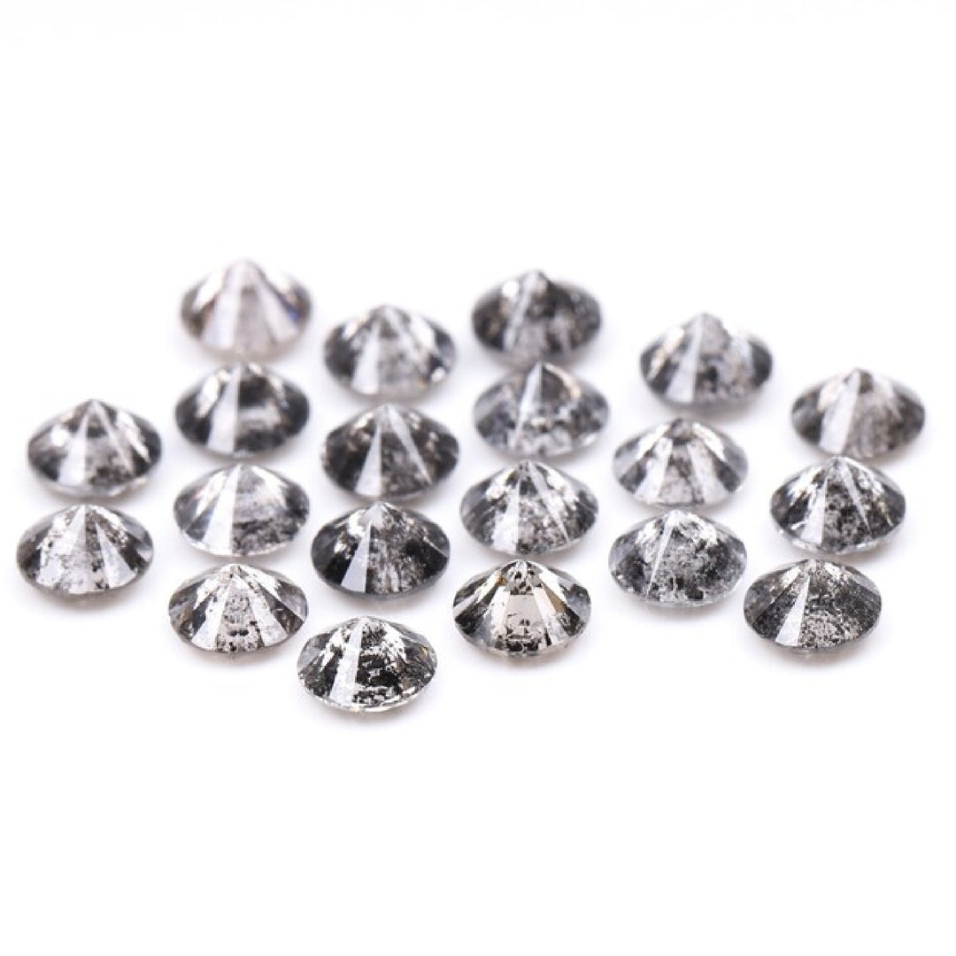 2.6 To 3.0 MM - Salt And Pepper Round Brilliant Cut Diamond - Minimal Carbon