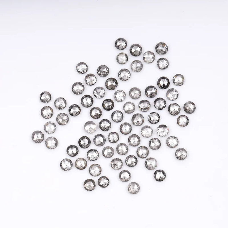 1 CT - 1.5 MM - Salt And Pepper Round Rose Cut Diamond - Minimal Carbon