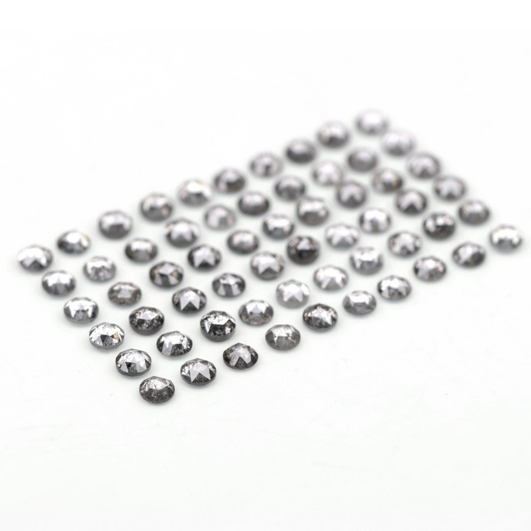 1 CT - 2.0 MM - Salt And Pepper Round Rose Cut Diamond - Minimal Carbon