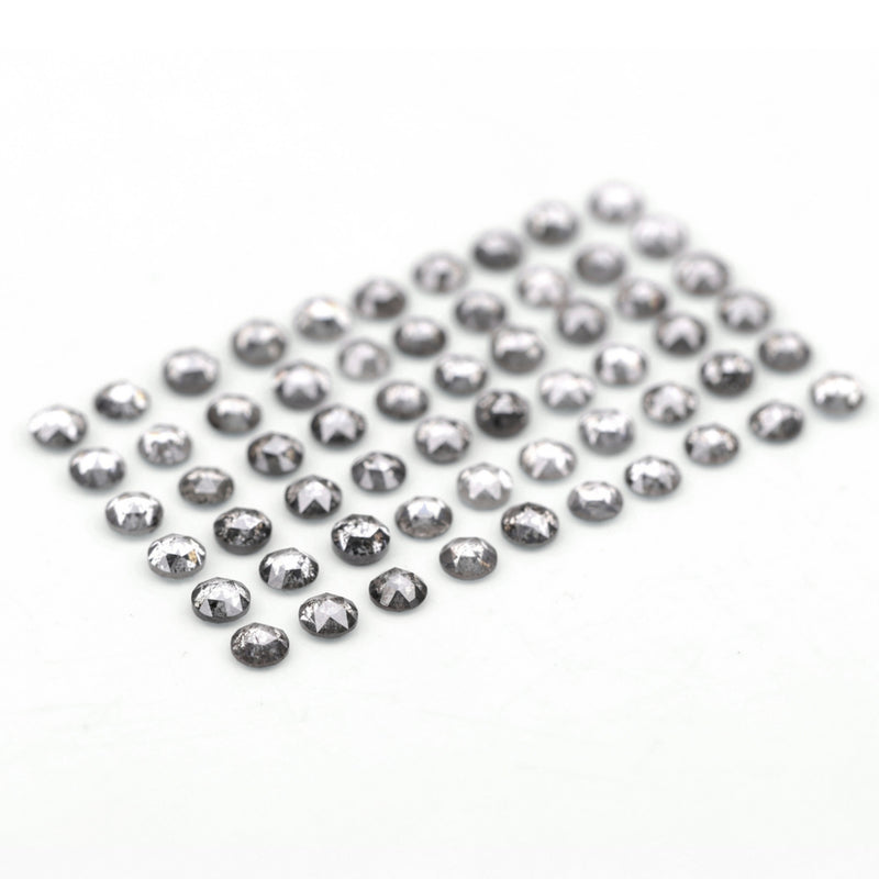 1 CT - 2.0 MM - Salt And Pepper Round Rose Cut Diamond - Minimal Carbon