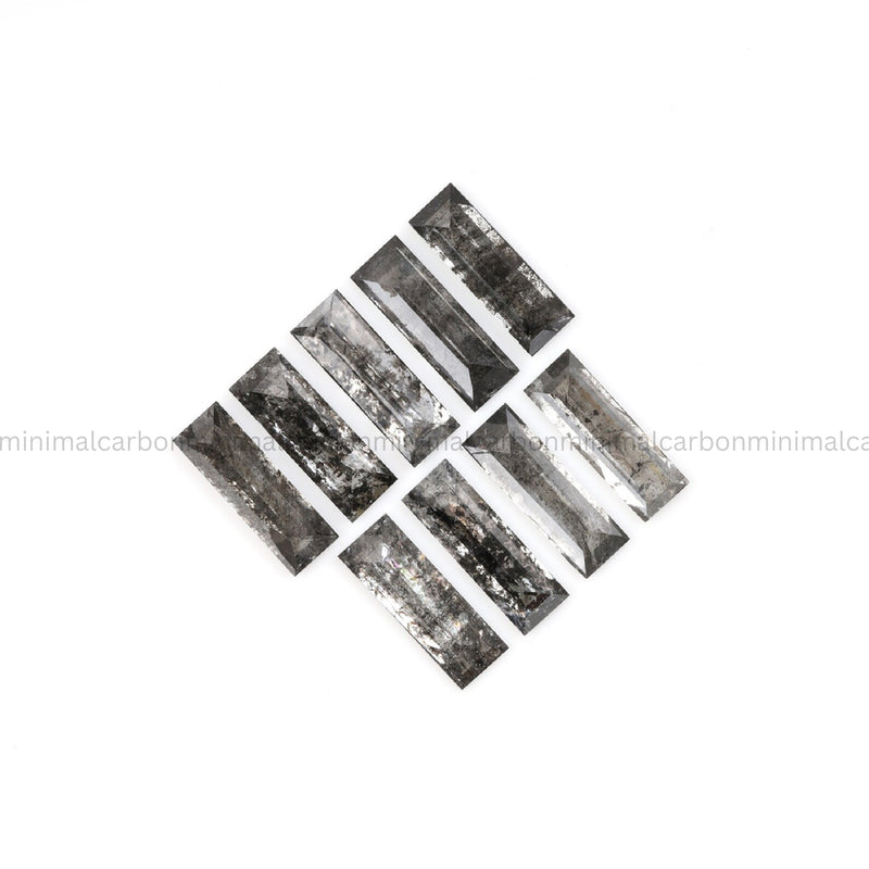 1.82 CT, 6.0 X 2.0 MM Salt And Pepper Baguette Cut Diamond