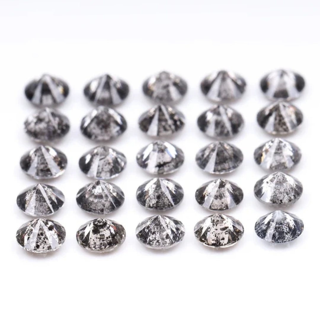 2.1 To 2.5 MM - Salt And Pepper Round Brilliant Cut Diamond - Minimal Carbon