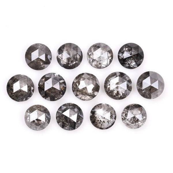1 CT - 4.0 MM - Salt And Pepper Round Rose Cut Diamond - Minimal Carbon