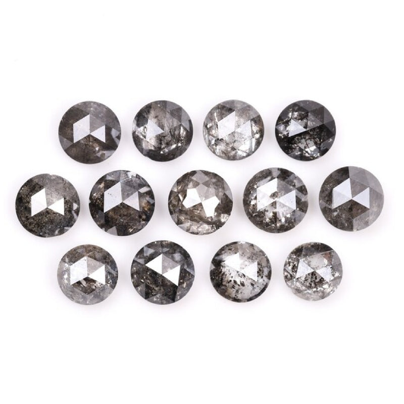 1 CT - 4.0 MM - Salt And Pepper Round Rose Cut Diamond - Minimal Carbon